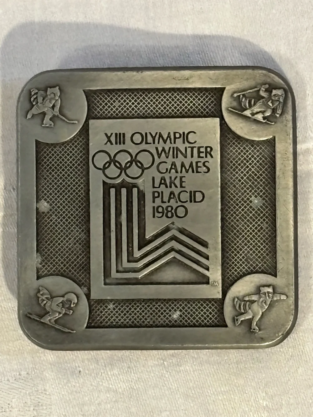 Vintage 1980 Lake Placid Winter Olympics Belt Buckle NIP True Distance Inc
